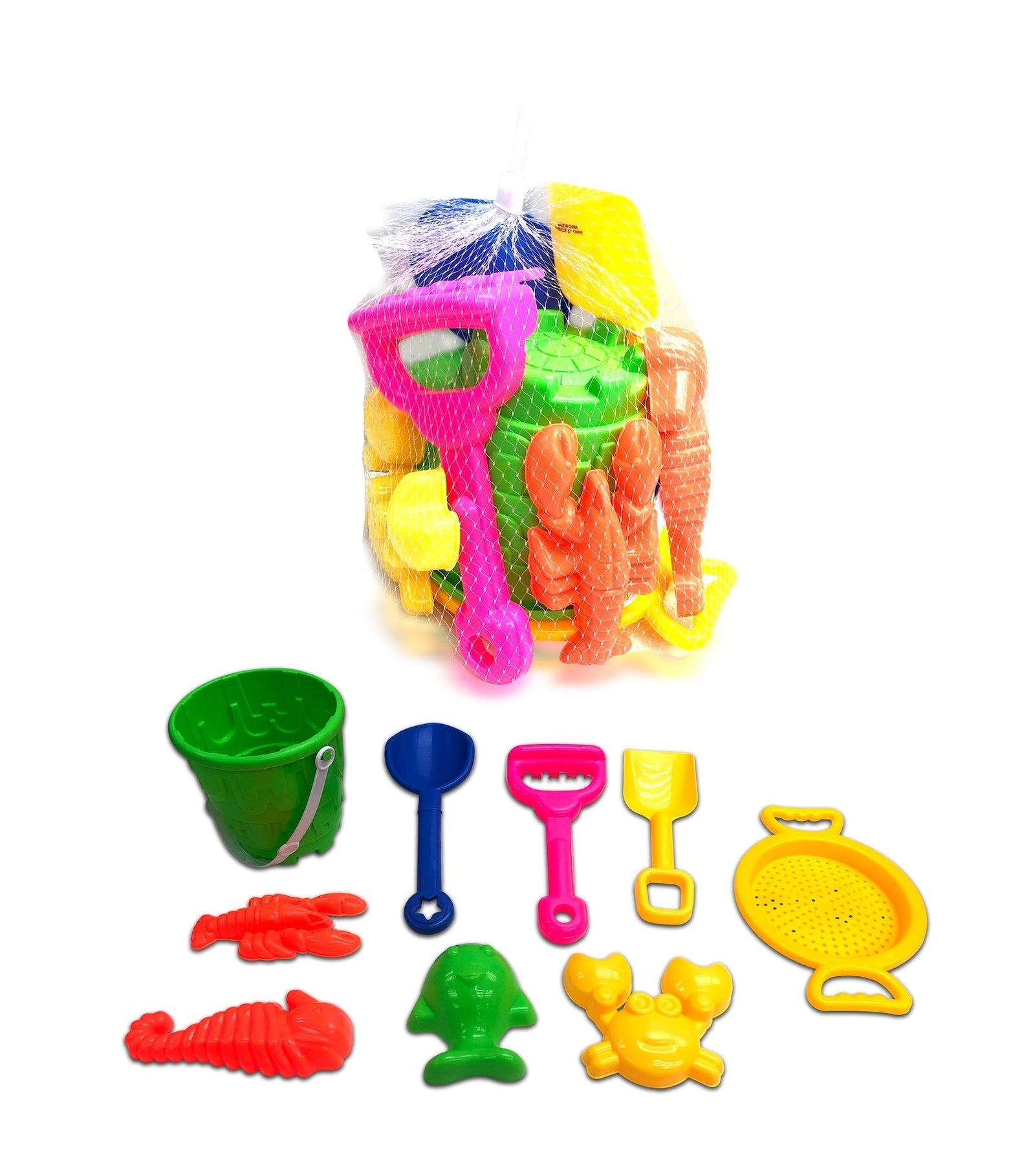 Sand Plastic Mold Toy Set with Bucket, Multi-Coloured, 9-pk, Ages 2+, for Summer/Beach Activities X7X3 - product image 1