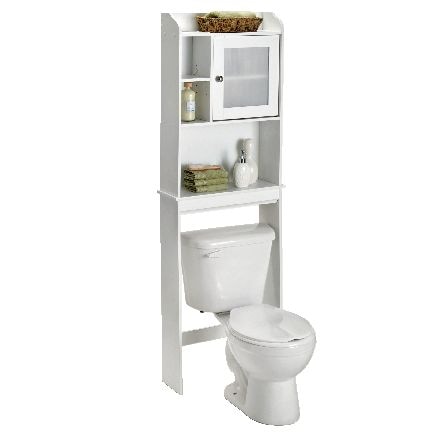 Caraway 1-Door Over-The-Toilet Spacesaver Bathroom Storage Shelf/Cabinet, Soft White E2Q4