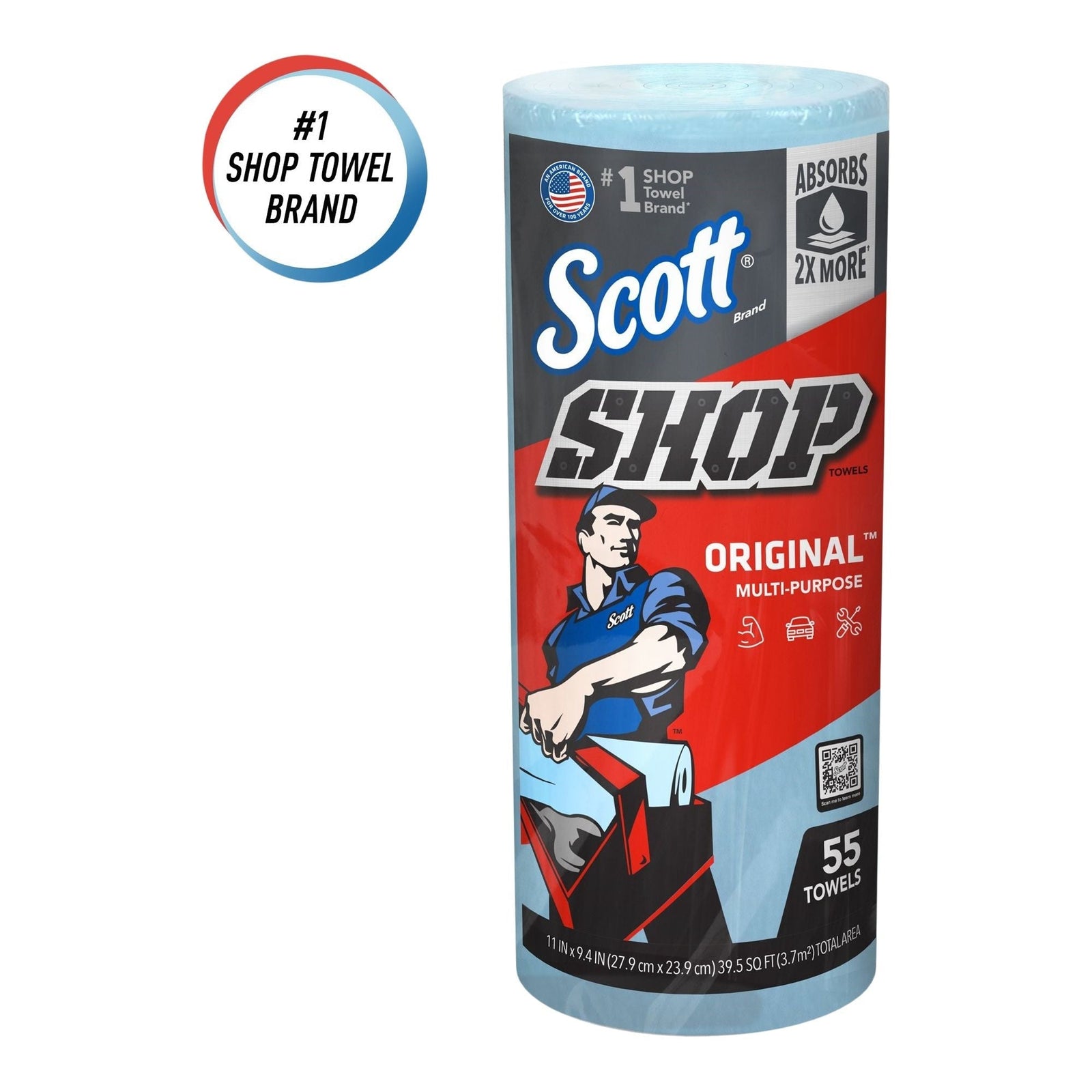Multi-Purpose Shop Paper Towels, 11" x 9.4", Blue, 55-pk P0D6 - product image 1