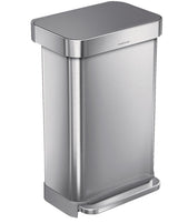 Stainless Steel and Plastic Rectangular Step Garbage Can, 45-L M3K3 - product image 1