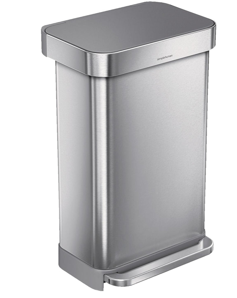 Stainless Steel and Plastic Rectangular Step Garbage Can, 45-L M3K3