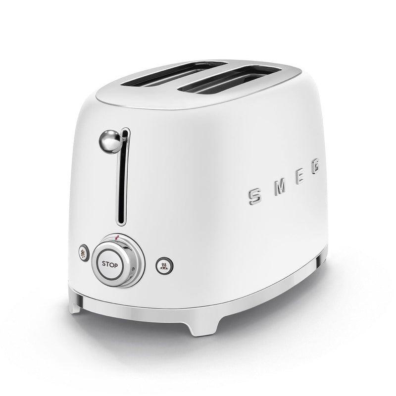 50's Retro Style Wide Slot Pop Up Electric Toaster with 6 Settings, 2-Slice, Matte White X0B2