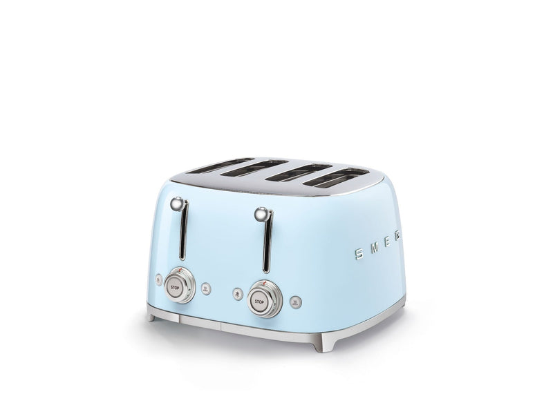50s Retro Style Wide Slot Pop-up Toaster, 4-Slice, Pastel Blue Z0U3