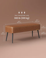 Home EKHO Collection Caramel Brown Synthetic Leather Bench F2P7 - product image 6