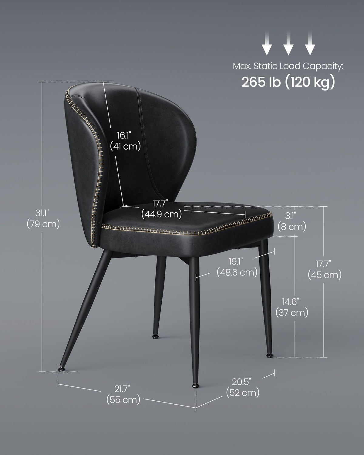 Home Mid-Century Modern Black Dining Chairs Set, 2-pk O6C7 - product image 4