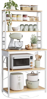 Home Oak/White Baker's Rack with 4 AC Outlets O6S3 - product image 1