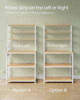 Home Oak/White Baker's Rack with 4 AC Outlets O6S3 - product image 3