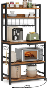 Home Rustic Brown Baker's Rack with Charging Station V9X6 - product image 2