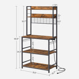 Home Rustic Brown Baker's Rack with Charging Station V9X6 - product image 5