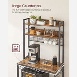 Home Rustic Brown Baker's Rack with Charging Station V9X6 - product image 6