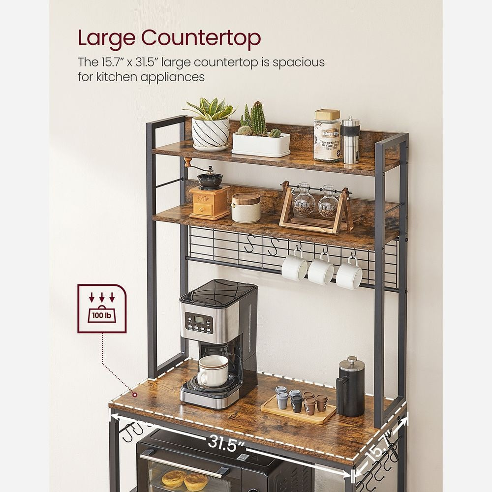 Home Rustic Brown Baker's Rack with Charging Station V9X6 - product image 6
