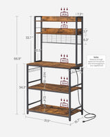 Home Rustic Brown Baker's Rack with Charging Station V9X6 - product image 8