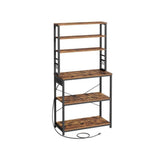 Home Small Rustic Brown Baker's Rack with 4 AC Outlets M4R8 - product image 1