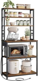 Home Small Rustic Brown Baker's Rack with 4 AC Outlets M4R8 - product image 2