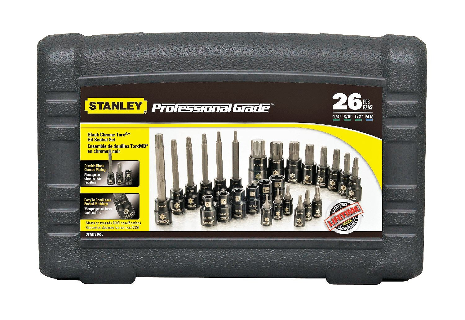 Professional Grade Black Chrome Torx Bit Socket Set, 26-pc, SAE/Metric Y8Q0 - product image 4
