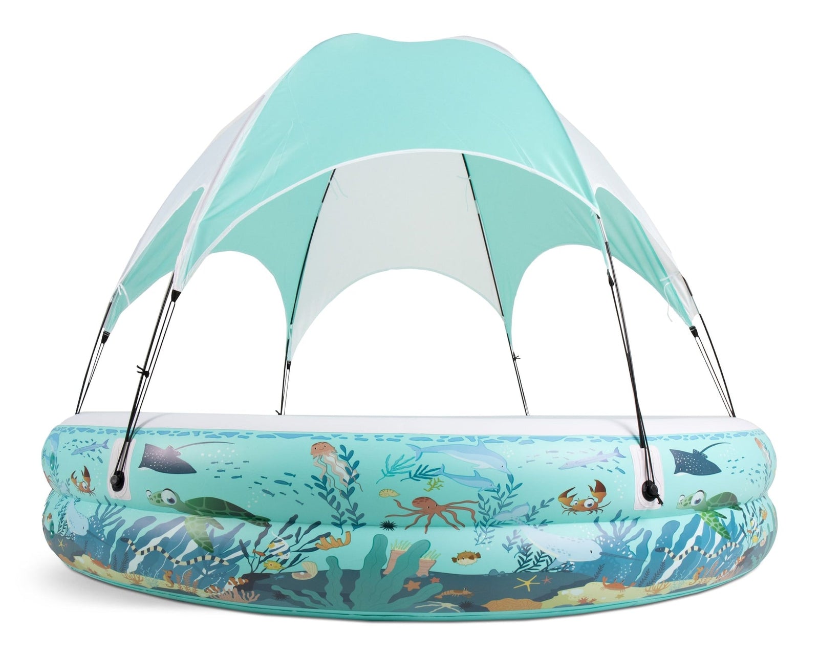 & Finn Ocean Life Splash & Play Inflatable 2 Ring Canopy Pool, 86.6” x 86.6” x 64” U3W2 - product image 1