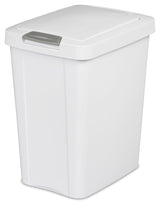 Plastic Rectangular Springloaded Touch Top Garbage Can, White, 28-L C3D1 - product image 1