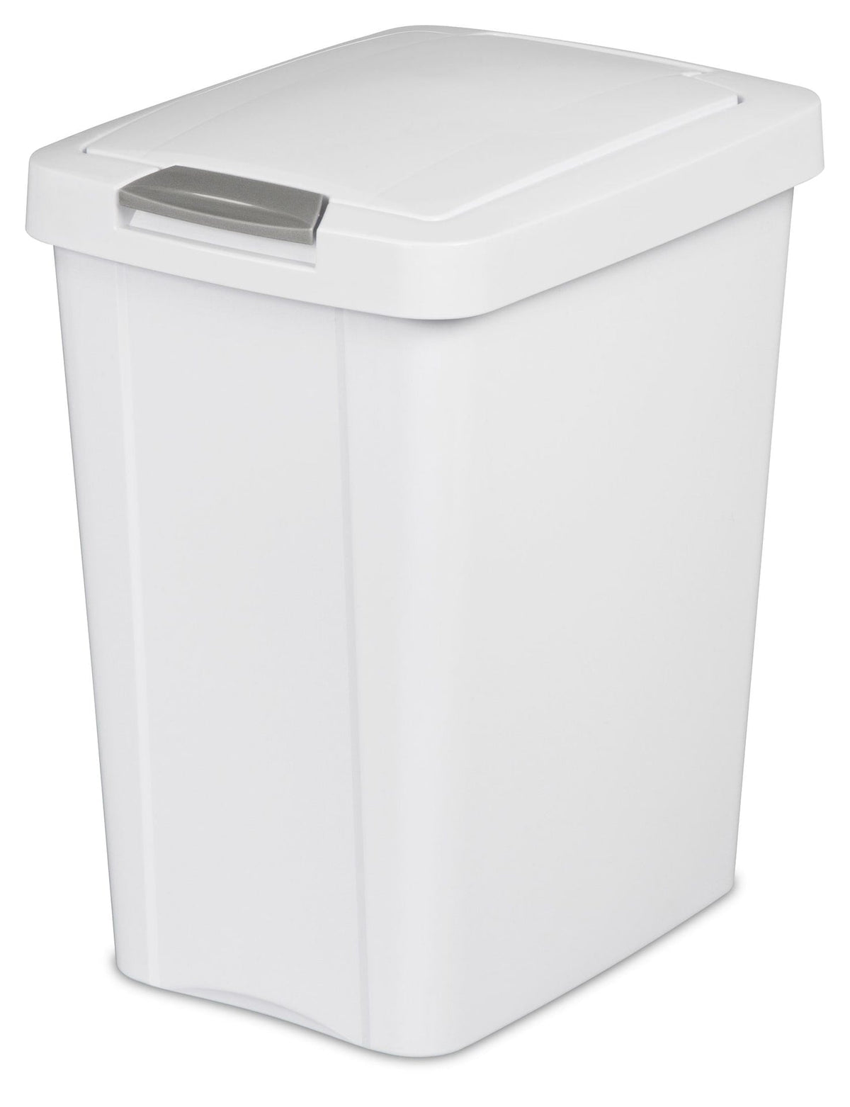 Plastic Rectangular Springloaded Touch Top Garbage Can, White, 28-L C3D1 - product image 1