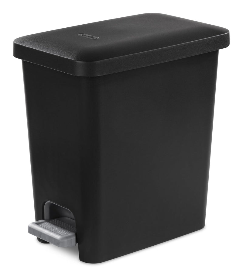 Ultra Plastic Rectangular Step Garbage Can, Black, 10.2-L O1O0