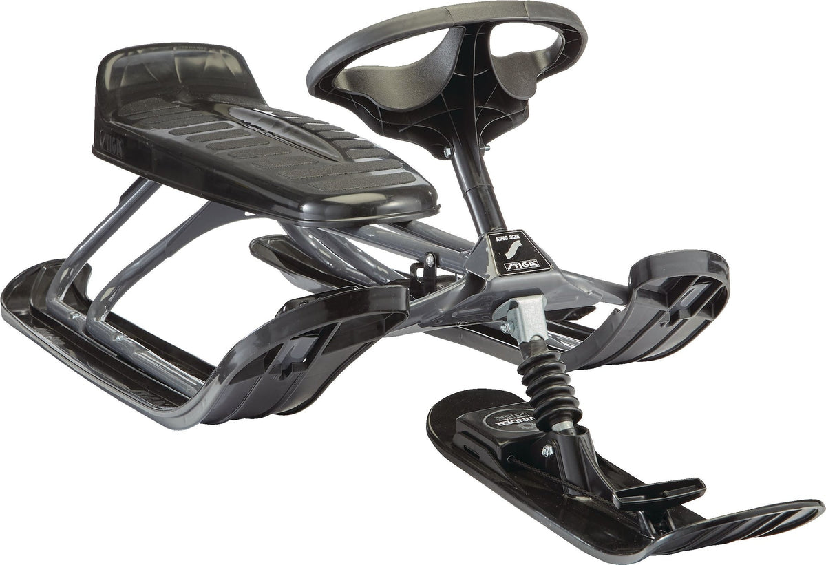 GT King Size Kids' 2-Person Winter Snow Racer Sled with Steering Wheel & Brakes, Grey Z8O0 - product image 1