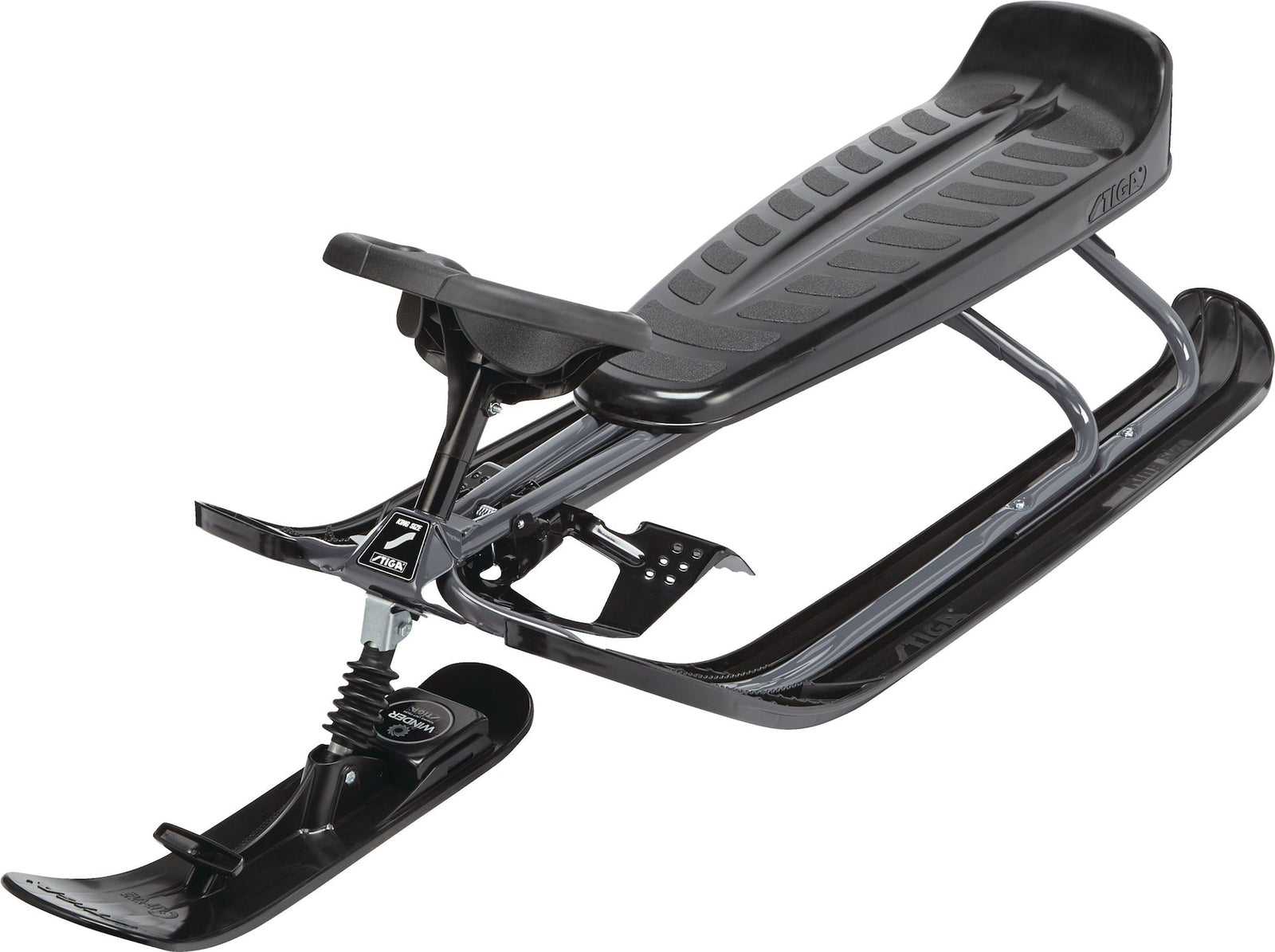 GT King Size Kids' 2-Person Winter Snow Racer Sled with Steering Wheel & Brakes, Grey Z8O0 - product image 2