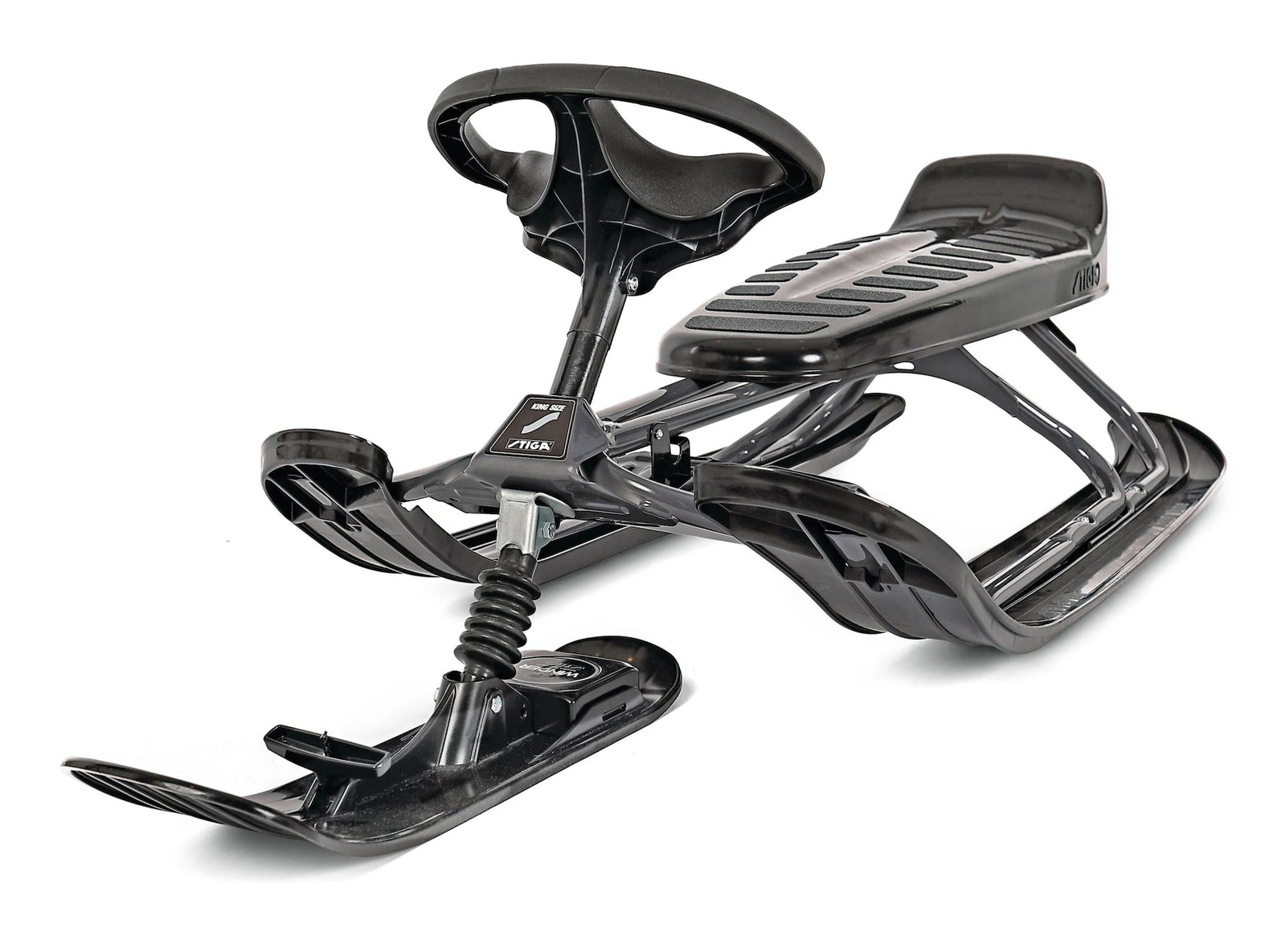 GT King Size Kids' 2-Person Winter Snow Racer Sled with Steering Wheel & Brakes, Grey Z8O0 - product image 3