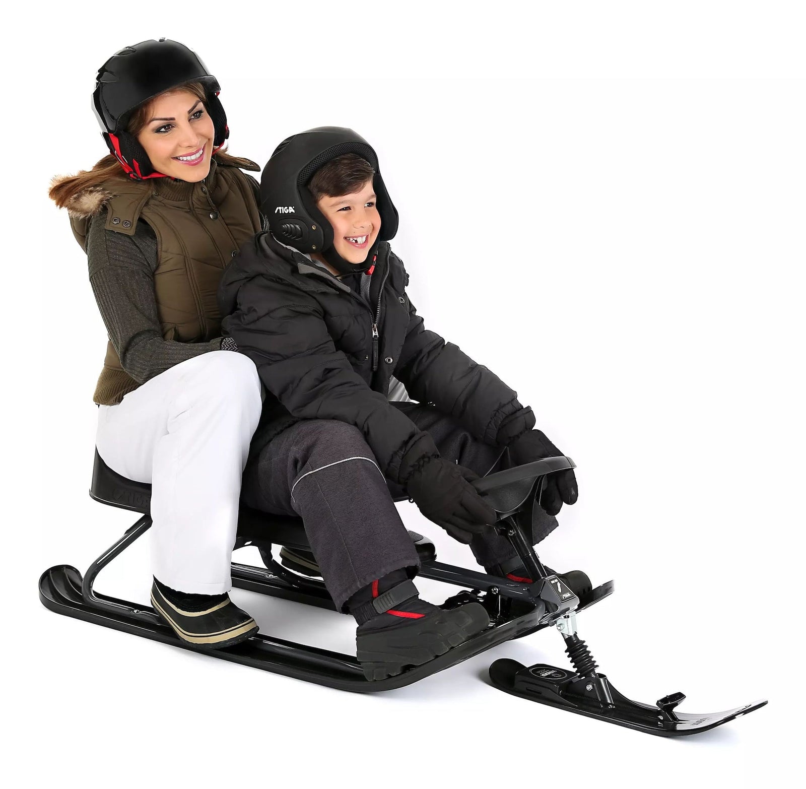 GT King Size Kids' 2-Person Winter Snow Racer Sled with Steering Wheel & Brakes, Grey Z8O0 - product image 5