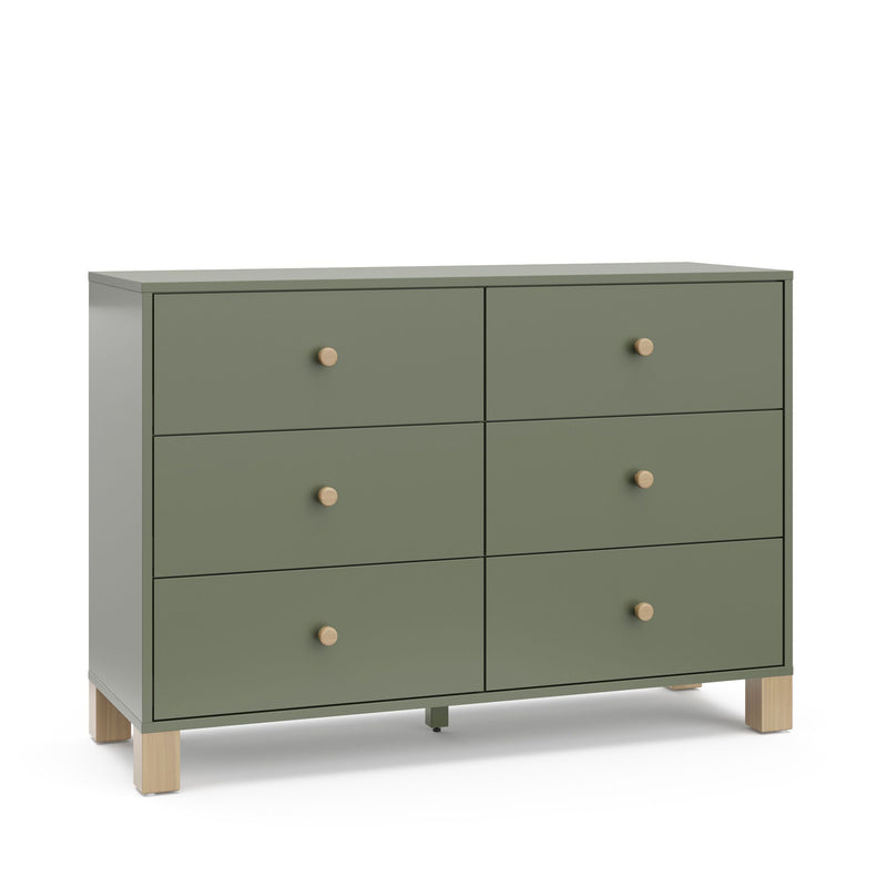 California 6-Drawer Olive/Driftwood Double Dresser/Chest M5Q9