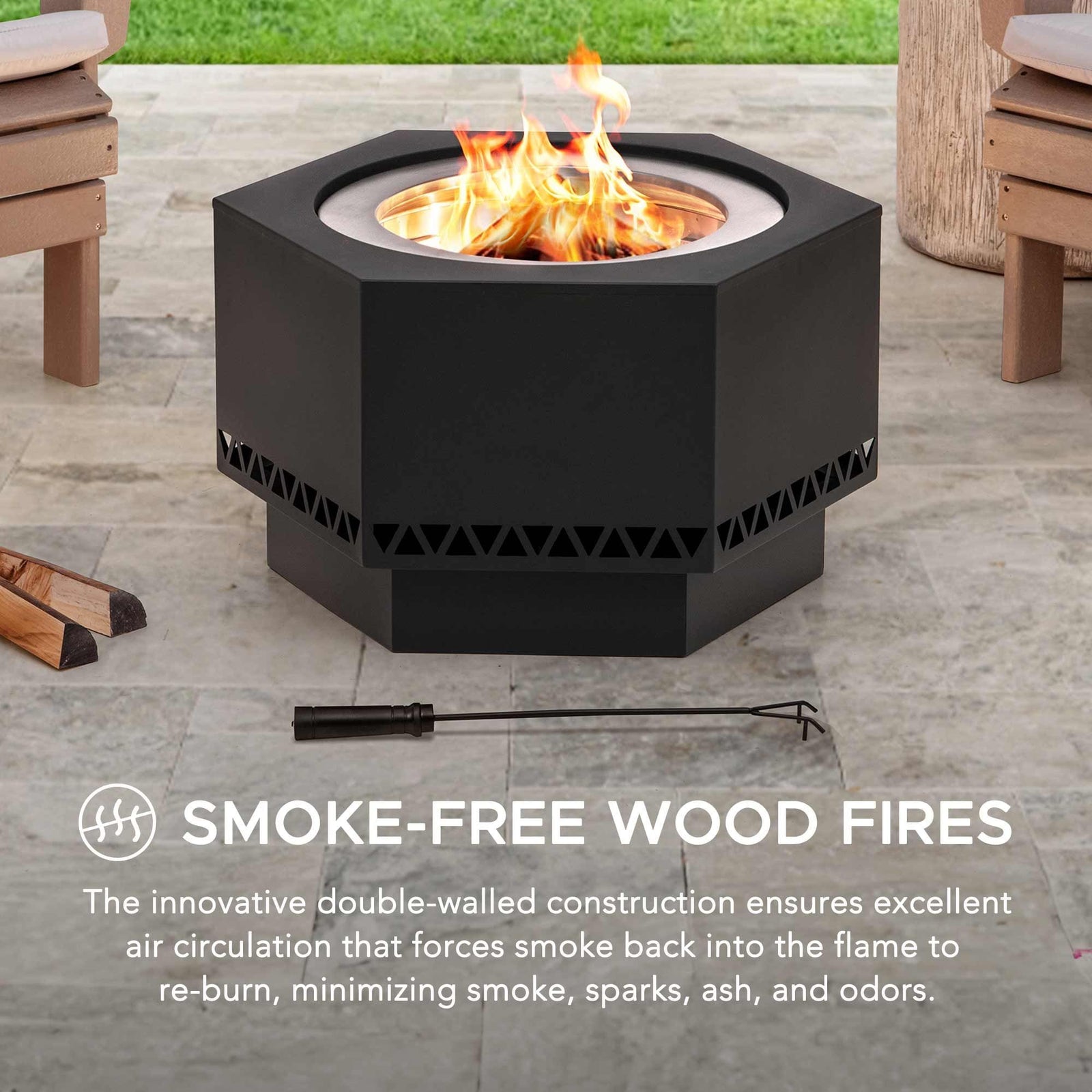 Hexagonal Low Smoke Stainless Steel Fire Pit, 26-in J8Y0 - product image 5