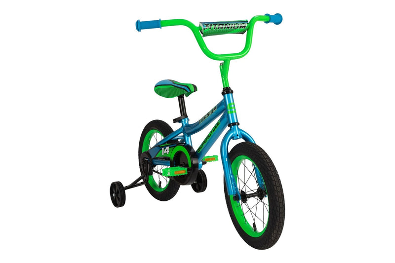 Titanium Kids' Bike with Training Wheels, Blue,14-in H4N7
