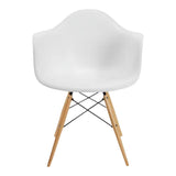 Me Home White Plastic Bucket Armchair with Wood Legs B6G3 - product image 1