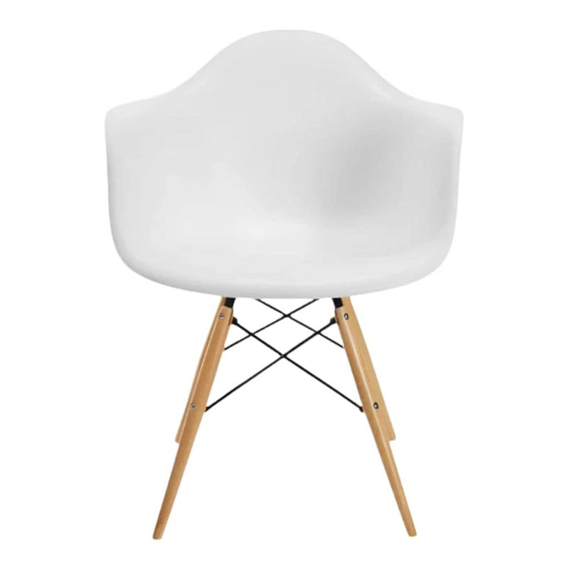 Me Home White Plastic Bucket Armchair with Wood Legs B6G3