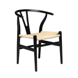 Me Home Wishbone Wood Dining Chair with Woven Seat, Black R1V9 - product image 1