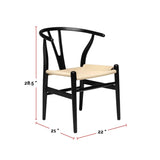 Me Home Wishbone Wood Dining Chair with Woven Seat, Black R1V9 - product image 3