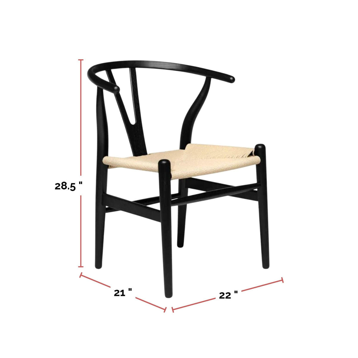 Me Home Wishbone Wood Dining Chair with Woven Seat, Black R1V9 - product image 3