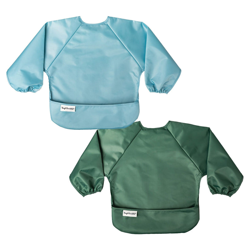 Twinkle Mess-Proof Apron Bibs, Slate/Olive, 2-pk S1Q8