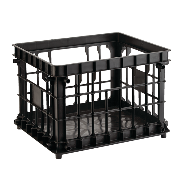 type A Prima Stackable Milk Crate Storage Basket, 30.7-L, Black Y0C7