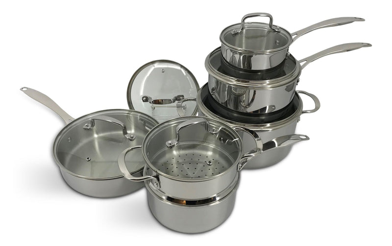 Elite Series 3-Ply Clad Stainless Cookware Set, Oven Safe N8Y4