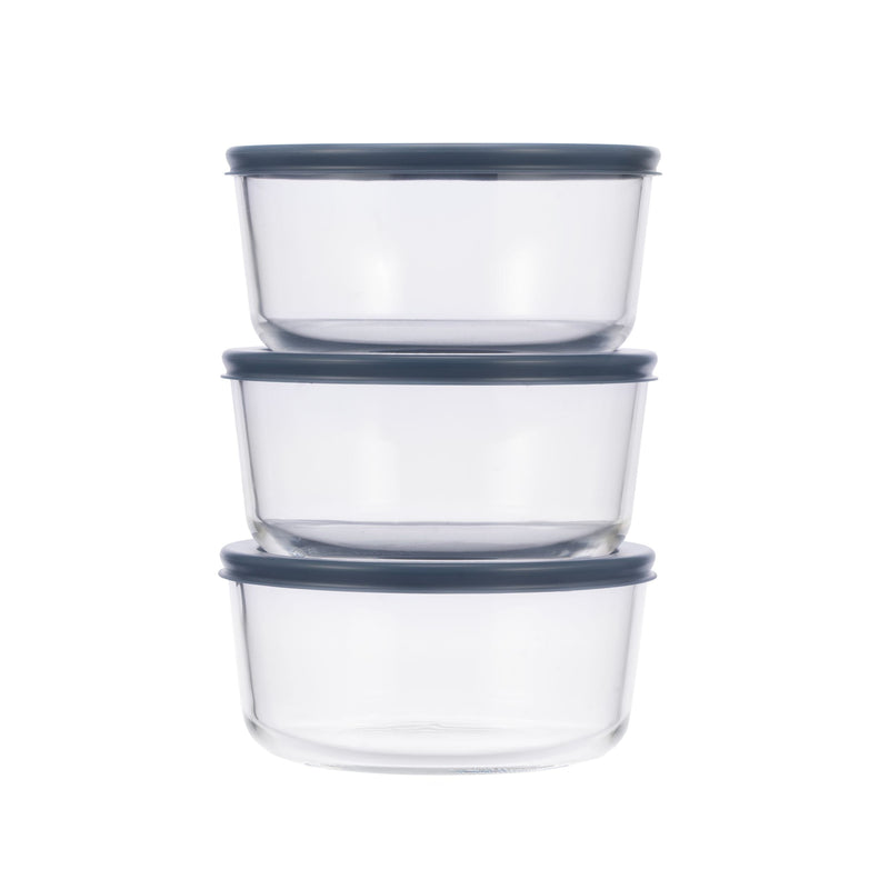 Round Glass Food Storage Container Set with Lids, 6-pc I6V8