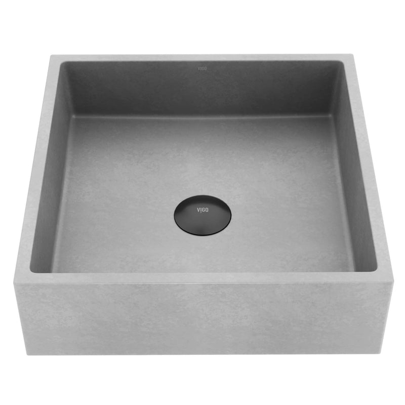 Alhambra Gothic Concreto Stone 15x15-in Deep Grey Bathroom Sink/Basin with Square Vessel Y1V6