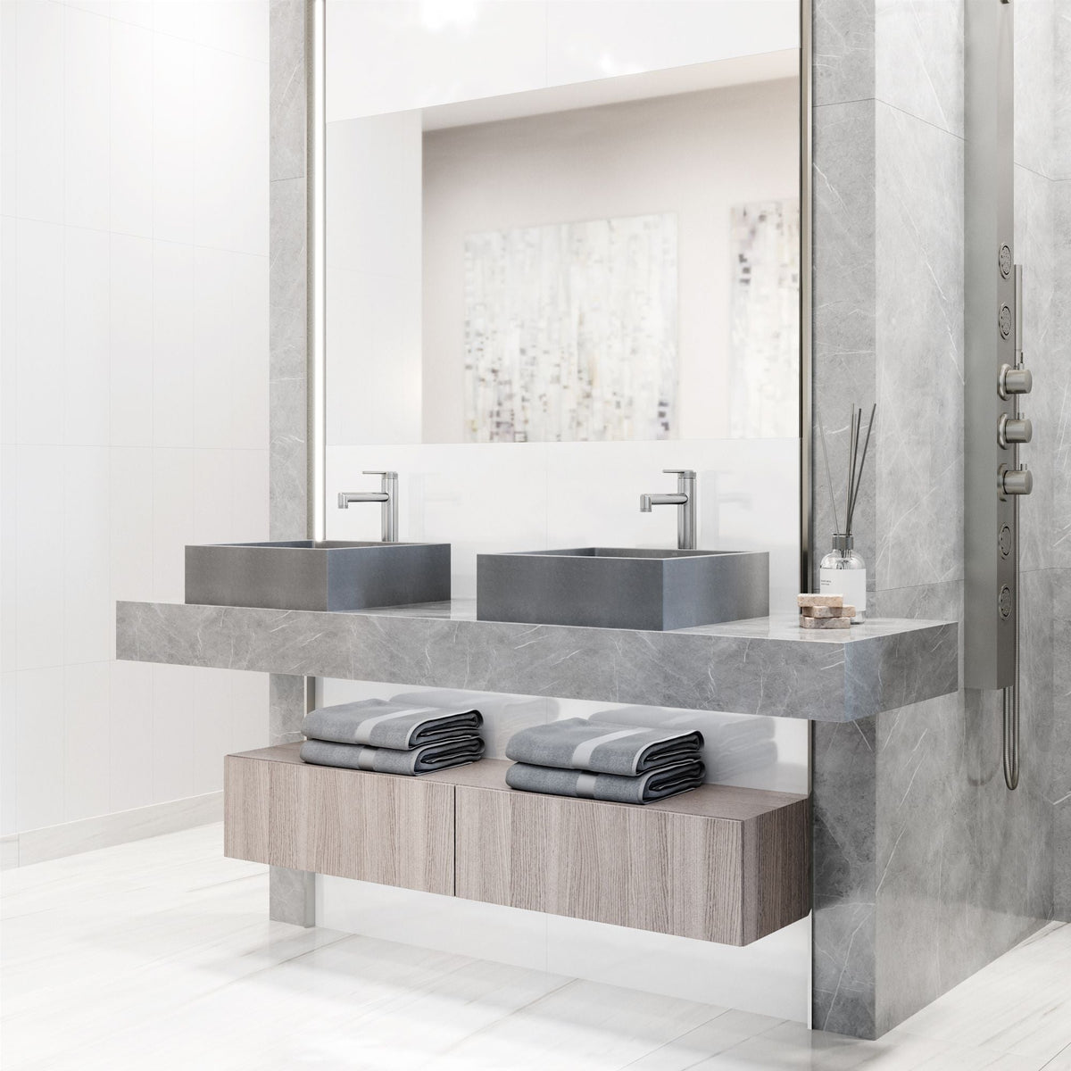 Alhambra Gothic Concreto Stone 15x15-in Deep Grey Bathroom Sink/Basin with Square Vessel Z3J3 - product image 5