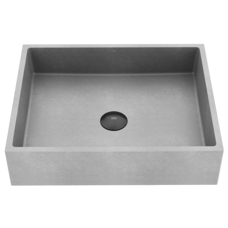 Coca Gothic ConcretoStone 19x15-in Deep Grey Bathroom Sink/Basin with Rectangular Vessel H9O9