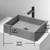 Coca Gothic ConcretoStone 19x15-in Deep Grey Bathroom Sink/Basin with Rectangular Vessel H9O9 - product image 2