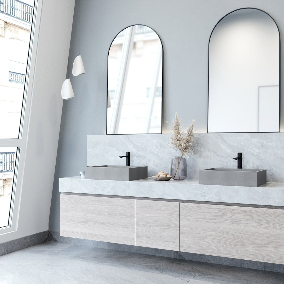 Coca Gothic ConcretoStone 19x15-in Deep Grey Bathroom Sink/Basin with Rectangular Vessel H9O9 - product image 6
