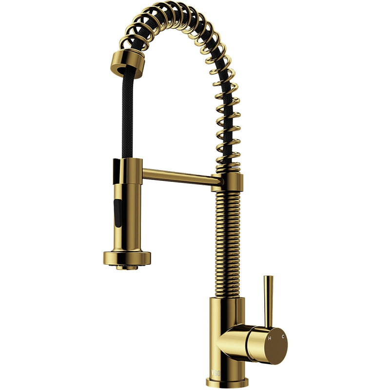 Edison Single Handle Pull Down Sprayer Kitchen Faucet, Matte Gold N8S3