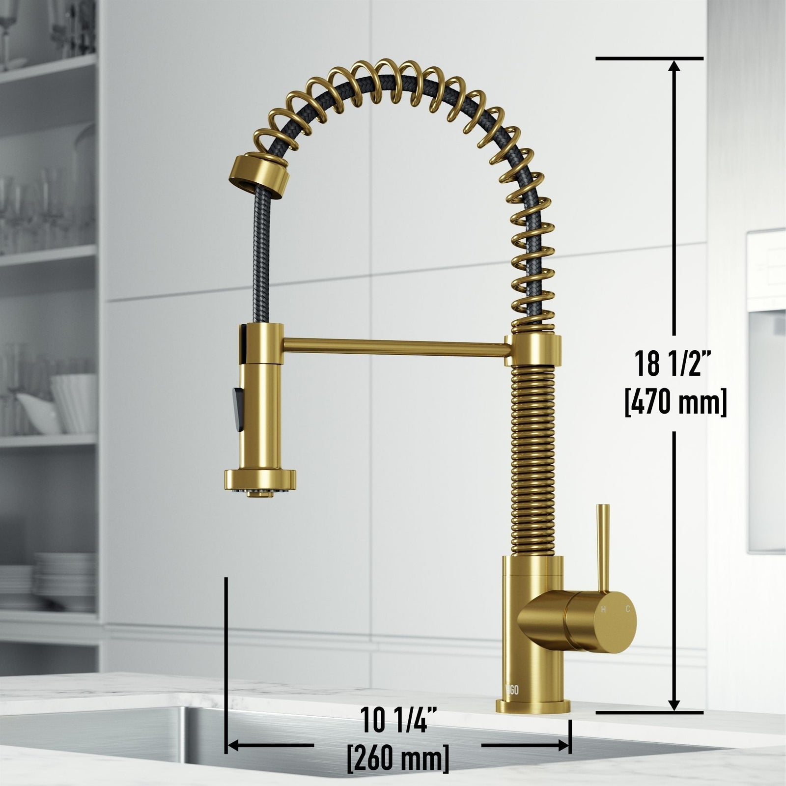Edison Single Handle Pull Down Sprayer Kitchen Faucet, Matte Gold N8S3 - product image 8