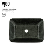 Glass Grey Onyx Bathroom Sink/Basin Set with Matte Gold Lexington Faucet and Rectangular Vessel T8C6 - product image 6