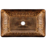 Glass Rectangular Vessel Bathroom Sink/Basin with Rounded Edges & Deep Bowl, Gold H6U8 - product image 2