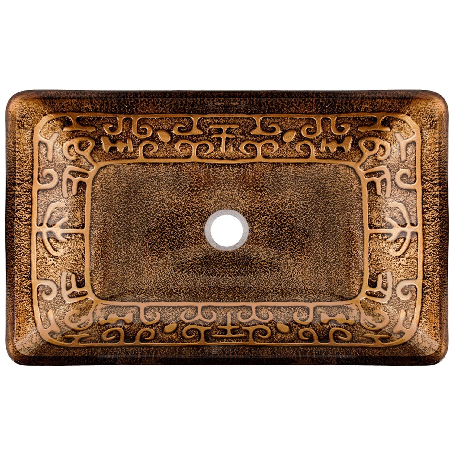 Glass Rectangular Vessel Bathroom Sink/Basin with Rounded Edges & Deep Bowl, Gold H6U8 - product image 2