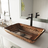 Glass Rectangular Vessel Bathroom Sink/Basin with Rounded Edges & Deep Bowl, Gold H6U8 - product image 8